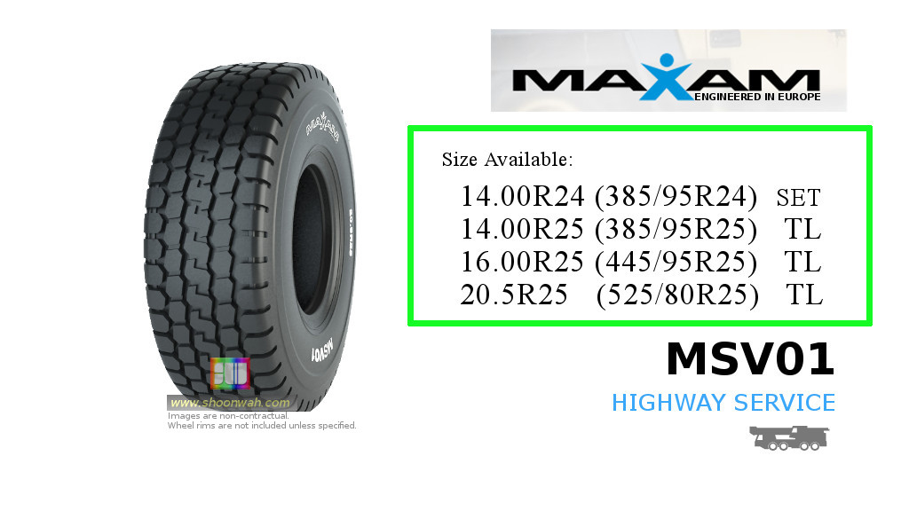1400R24 (385/95R24) MAXAM MSV01 Mobile Crane HighWay Service Trucks Tube Type TT OTR Radial Tires